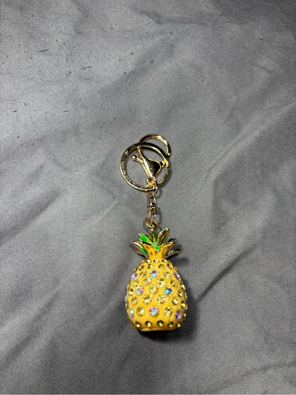 New Pineapple Crystal Keychain Bag Charm - Yellow & Green